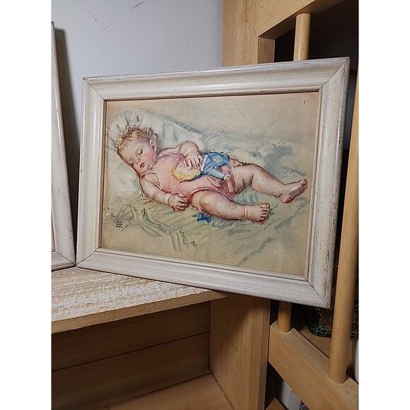 Maud Tousey Fangel Pair Dimensional Prints Babies Nursery Vintage 9" X 7" - Picture 2 of 7